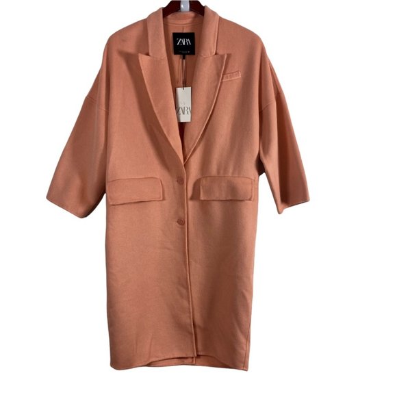 Zara peach oversized coat NWT size S - Picture 4 of 16